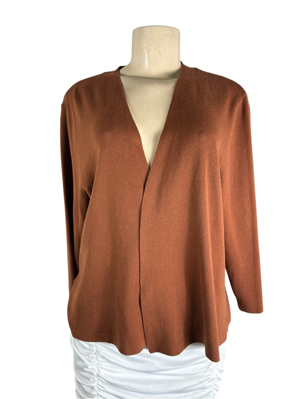 J.JILL V-Neck Long Sleeve 100% Cotton Sweater in Rust Size Large - Picture 2 of 5
